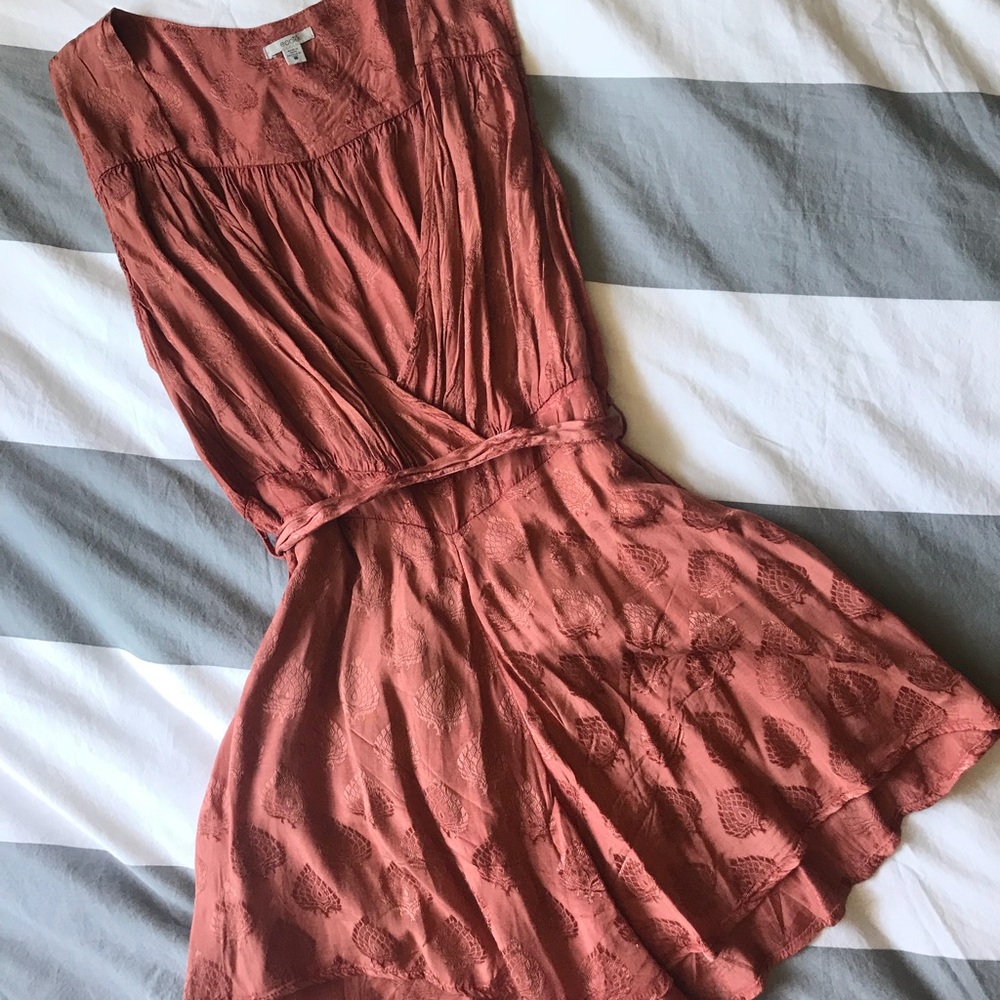 silky rust colored romper
